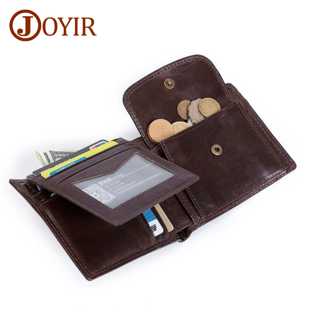 

JOYIR Genuine Leather Men Wallet Coin Purse High Quality Card Holder Bifold Wallet RFID Vintage Male Money Bag Portomonee Gift