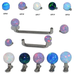 G23 Titanium Internally Threaded Surgical Steel Opal Balls Surface Barbell Micro Dermal Anchor Fashion Body Piercing Jewelry 14G