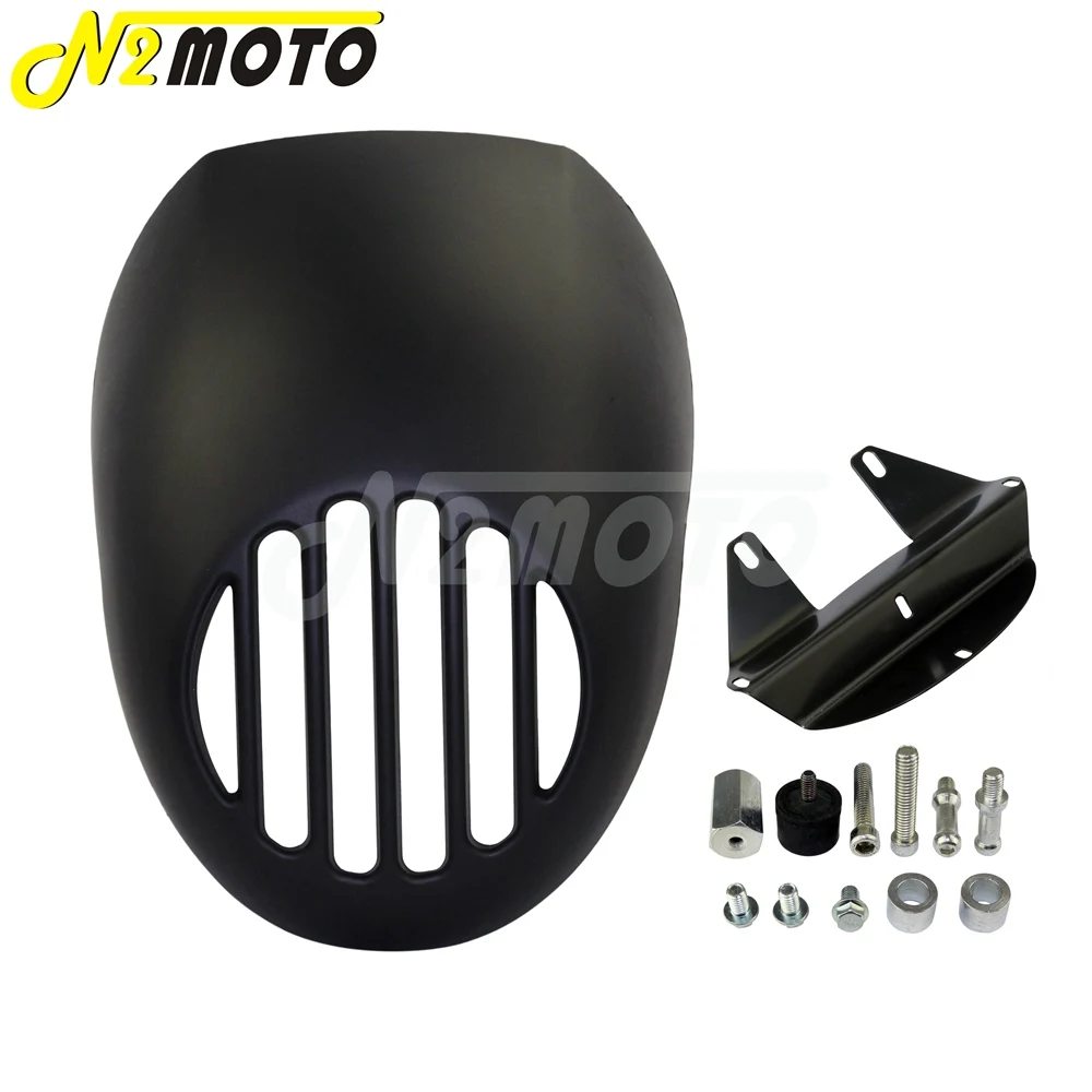 Motorcycle Head Light Mask Headlight Fairing Prison Grill Cover Front Cowl Fork Mount For Harley Sportster Dyna XL 883 1200 FXD