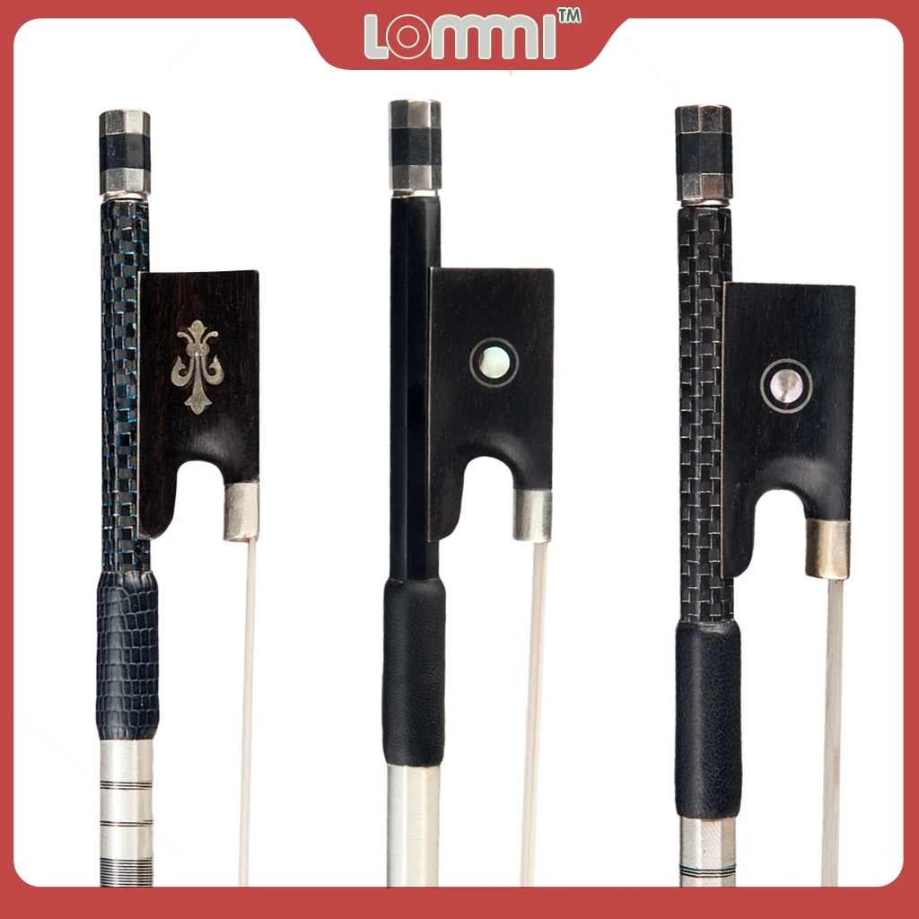 LOMMI Violin Bow 4/4 Full Size Carbon Fiber Stick Braided Ebony Forg White Mongolia Horsehair Fast Response For Advanced Player