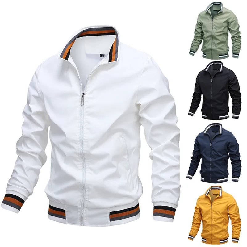 Newly added velvet and cotton casual jacket spring and autumn sports solid color jacket men's