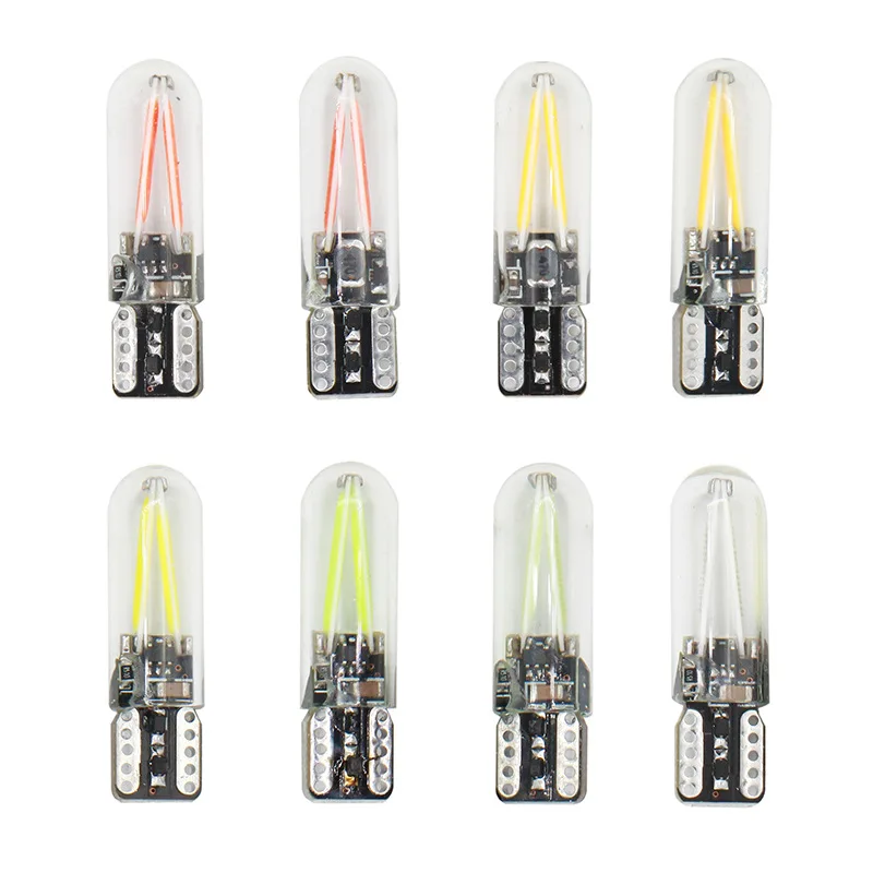 2PCS T10 W5W LED Bulb Canbus Error Free 12V LED COB Glass Car Clearance Width Light T10 Bulb White Yellow Red Amber 3000K 6000K