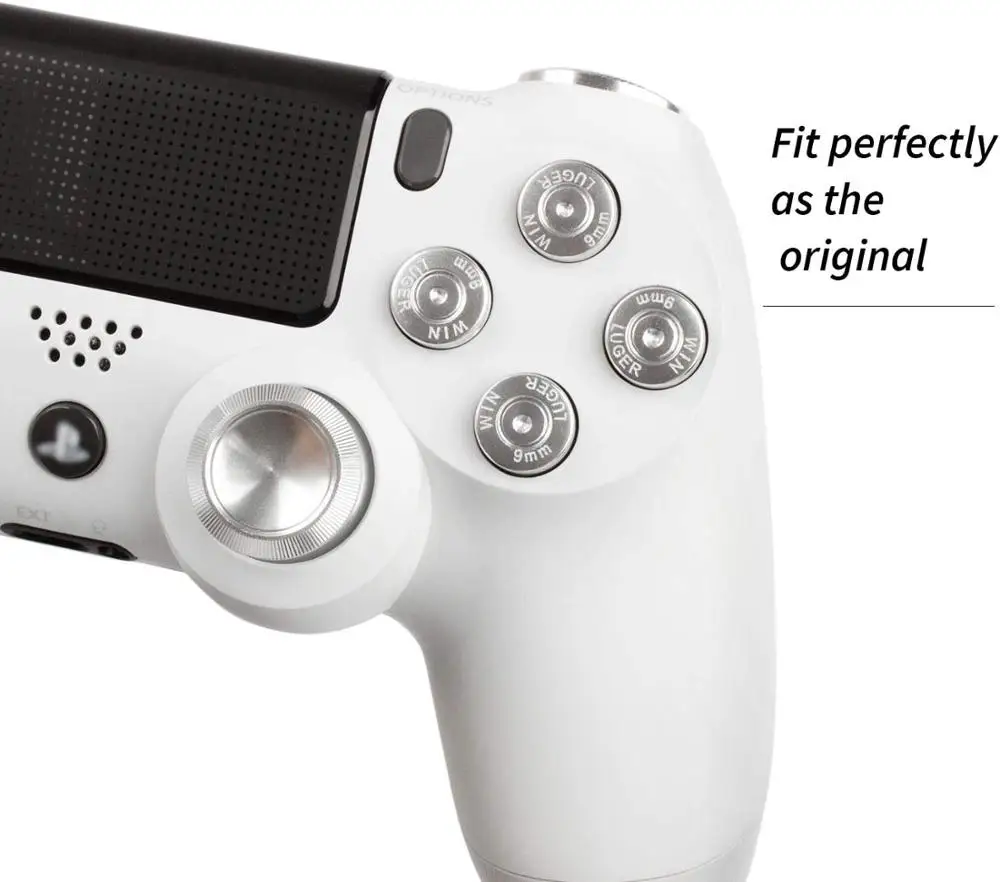 โลหะอลูมิเนียมBulletปุ่มL1 R1 L2 R2ทริกเกอร์ & D-PadและThumbsticks Silver KitสำหรับPS4 slim/PS4 Pro Gen 2