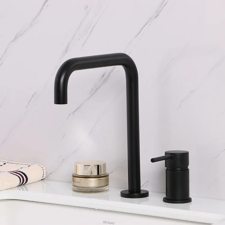 New simplicity brass Bathroom sink faucet one hanle two hole cold hot water copper basin mixer faucet,Brushed gold/Black/Chrome