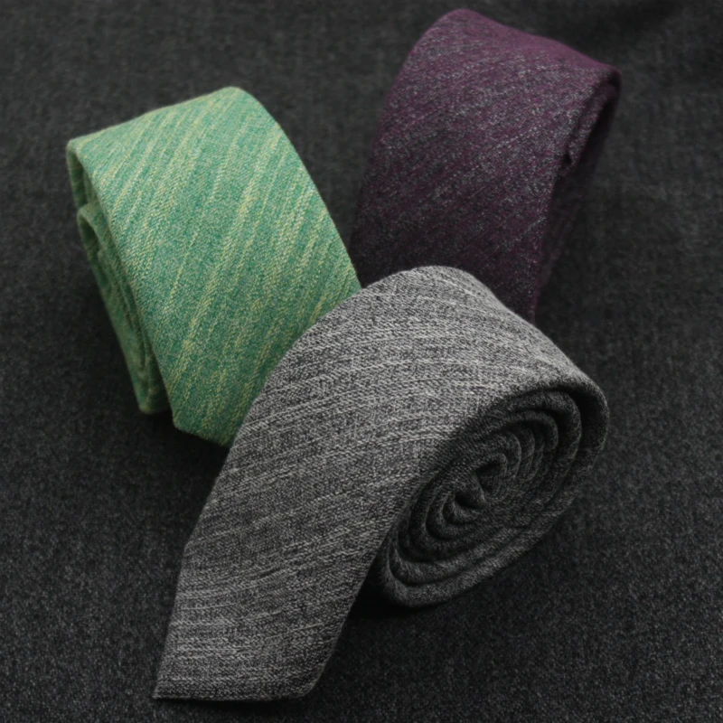 2023 New Stylish Men Students Work Tie Soild Cotton and Linen Korean Version Gifts for Mens Unisex 6cm Cotton Versatile Tie