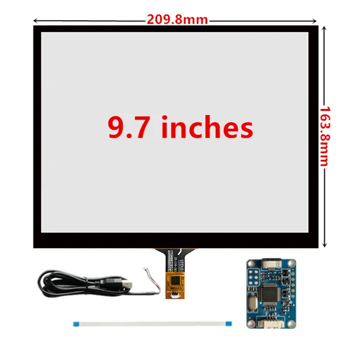 

9.7 inch 209mm*163mm For TM097TDH02 G04 LP097QX1 LP097QX2 Capacitive Digitizer Touch Screen Panel Glass USB Driver Board