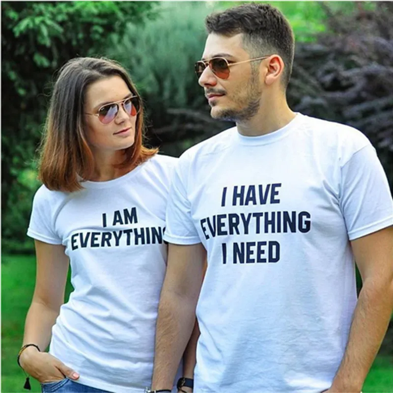 

Women T Shirt Matching Tshirt I Have Everything I Need I AM Everything Letter Print Summer Couples Lovers T-shirt Casual Top