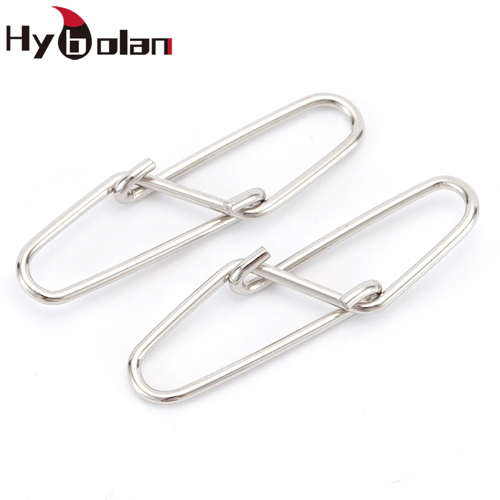 HYBOLAN 50pc Diamond double buckle pin Fishing Connector Stainless Steel Rolling Barrel Swivel Snap Solid Rings Tool Accessories