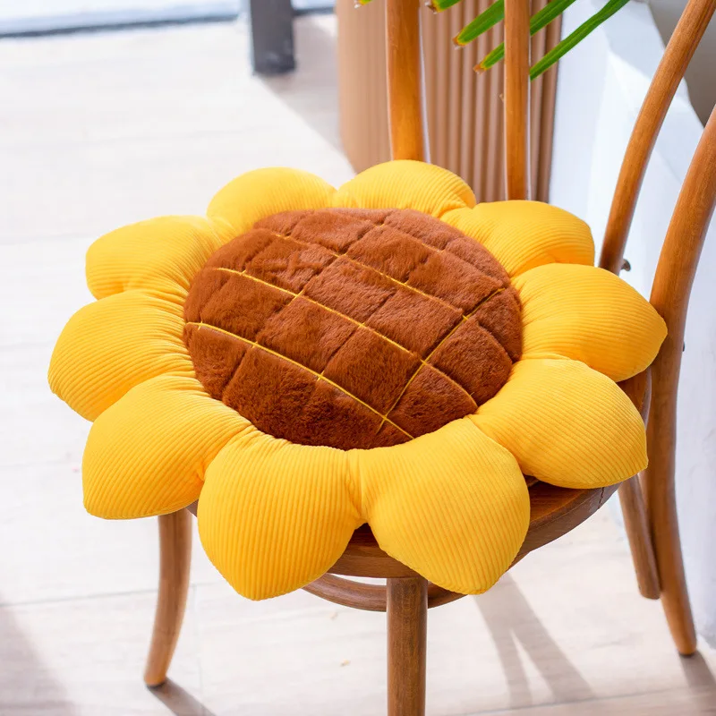 Coussin de siège en peluche tournesol, 40 cm, 50 cm, 70cm, décor floral, oreiller, accessoires pour canapé, chaise, sol intérieur