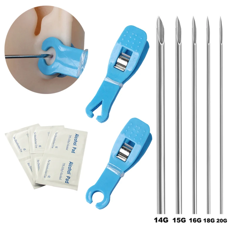 Disposable Sterile Body Piercing Needles Clamp Set Open Plastic Hemostatic Forceps Plier Tattoo Tool for Ear Lip Piercing Clip