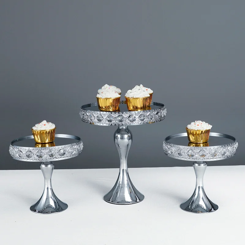 SIlver Mirror tray jewelry storage tray cold meal fruit tray cake stand set