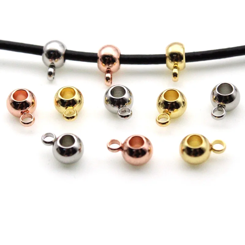 20Pcs Stainless Steel Spacer Beads Dia 4 6 8 mm Bails Beads Connectors Fit Charm Bracelet Pendant DIY Jewelry Making Findings