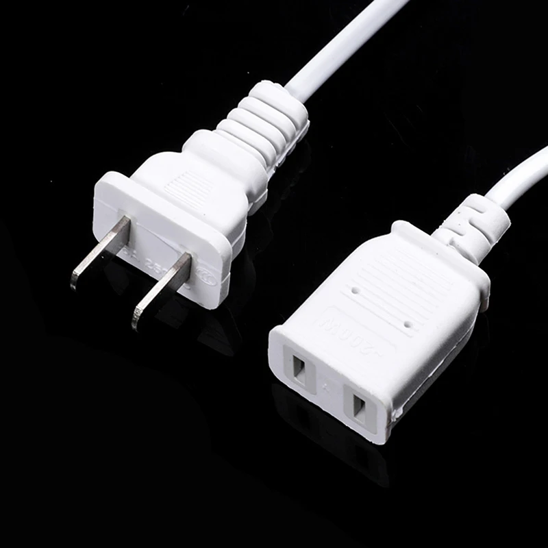 4.5m AC Power Cord White Line Cables Wire Two-pin US Plug Cable Extension
