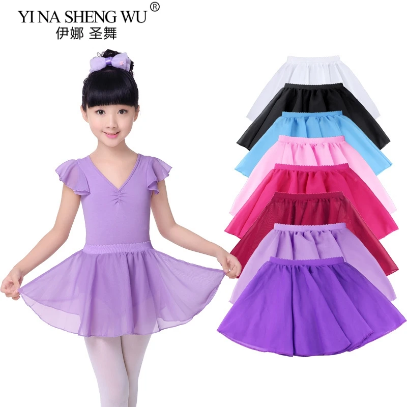 Ballet Dance Chiffon Rok Pure Kleur Ballet Gymnastiek Elastische Taille Rok Meisjes Chiffon Ballet Wrap Korte Dans Praktijk Rok