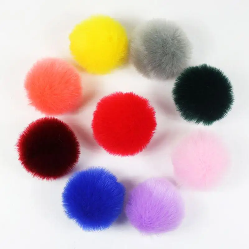 8cm DIY Luxury Faux Rabbit Fur PomPom Hairball Hat Ball Pom Pom Handmade Large Hair Hat Ball Keychain DIY