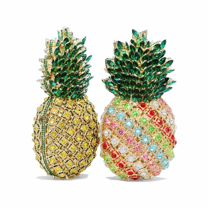 DG Peafowl  Fruits Pineapple  Crystal Evening Bag Dazzling Diamond  Party Lady Purses Handbags  BL2021