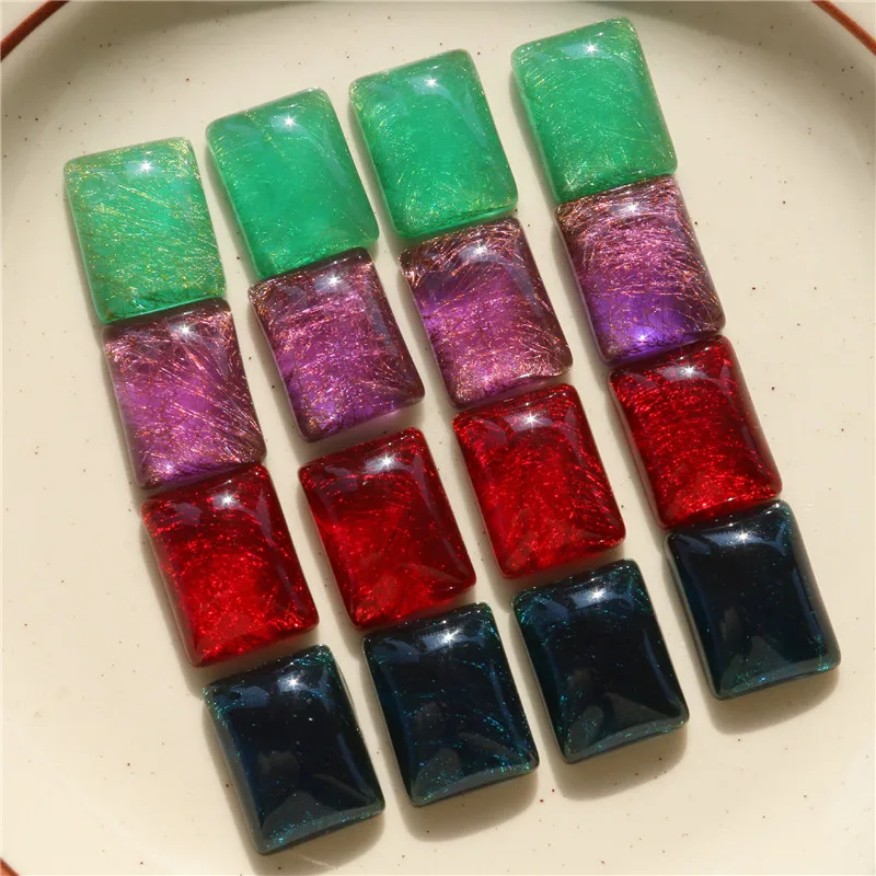 New style 50pcs/lot color print geometry square/rectangle shape flatback beads diy jewelry earring/garment accessory