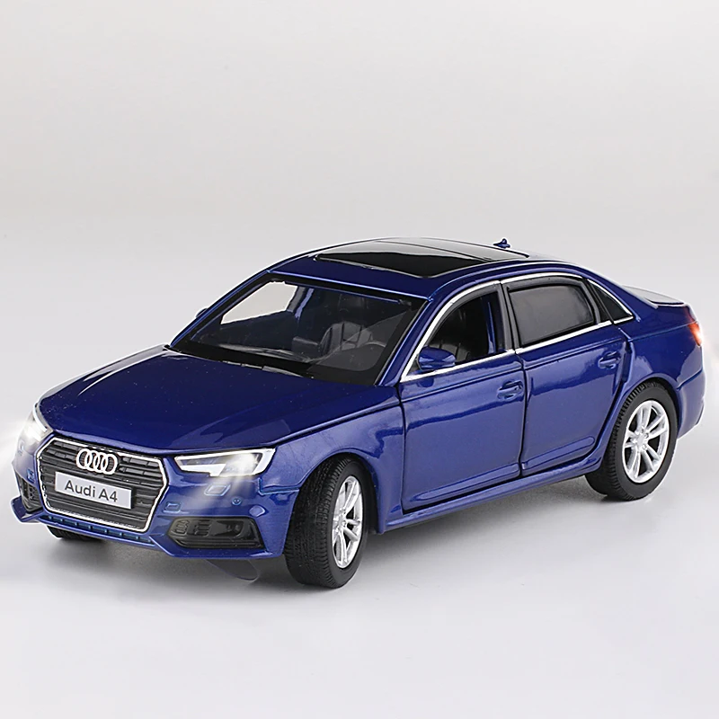 1:32 Audi-A4 Model Diecast Alloy Sports Model Car Pull Back Sound and Light Toys Children Gift Collection Toys