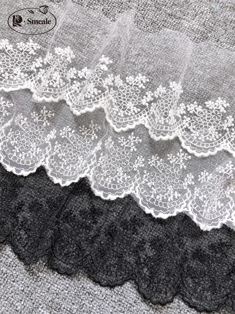 Embroidered Lace Fabric, Ivory Cotton Wire, DIY Handmade Lace Materials, Clothing Accessories, Width 11cm,