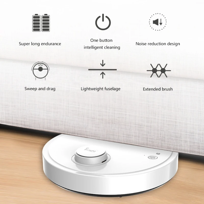 808F Wet/Dry Use Robot Vacuum Cleaners 1500Pa Strong Suction Robotic Vacuum Cleaners Super Quiet Self-Charging for Home