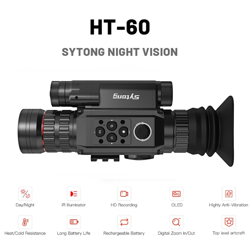 

Sytong HT-60-IR Digital Night Vision, WIFI Clip-on Sight Scope, IPX7 Waterproof, Crosshair Hunting Sighting Infrared Monocular