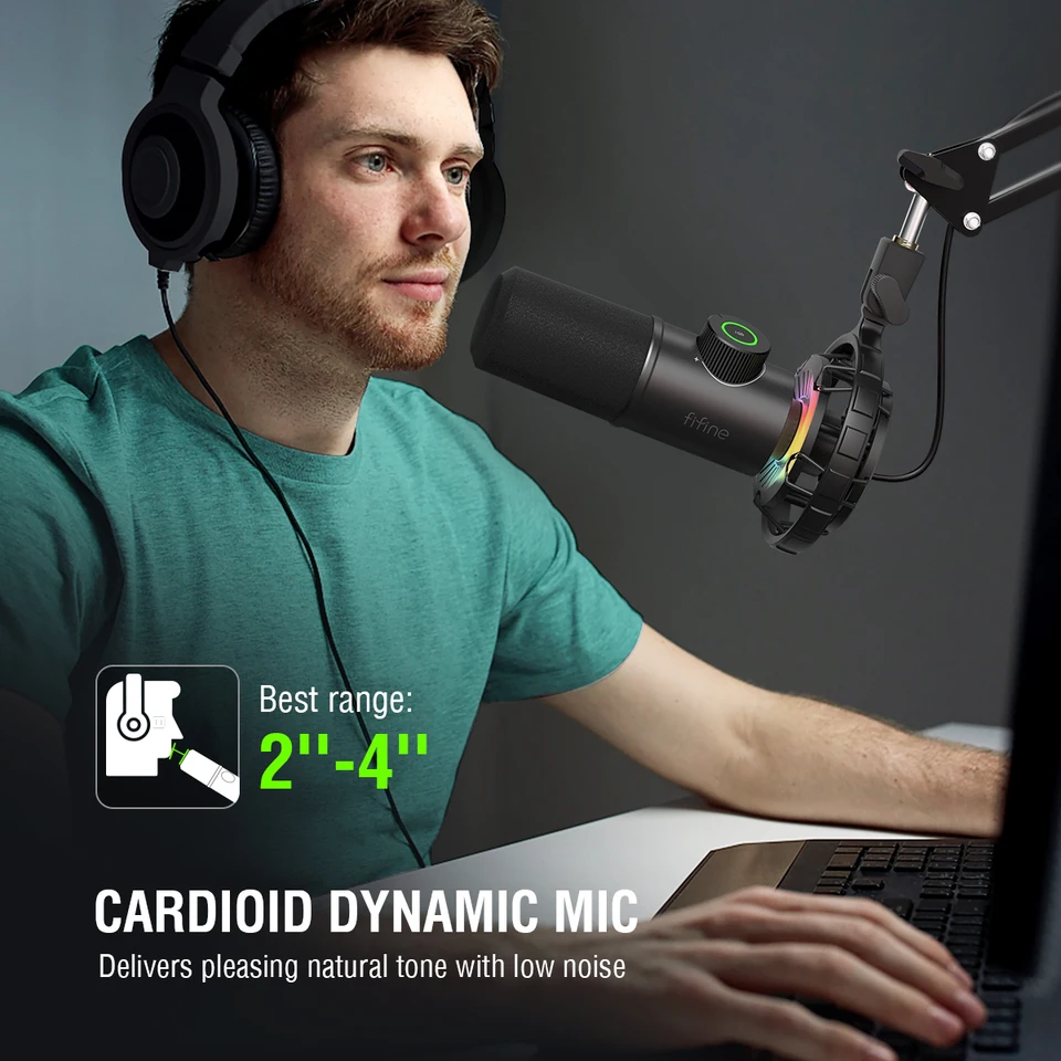 FIFINE Dynamic Microphone for windows&laptop,USB Mic for Gaming