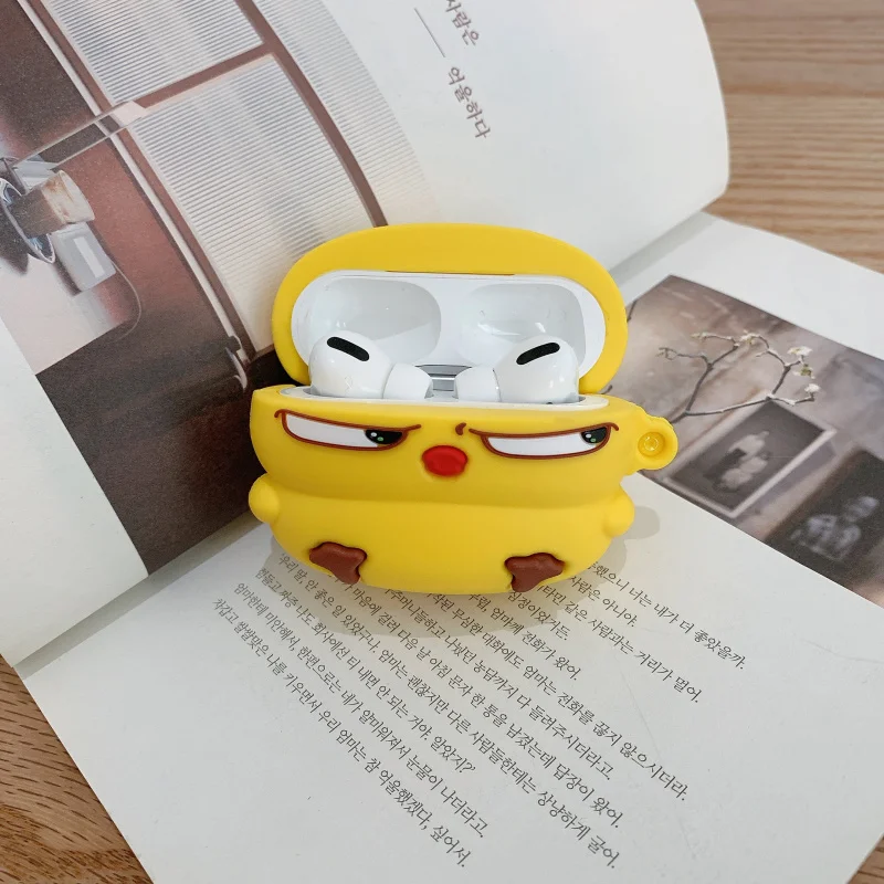 Etui na słuchawki AirPod Angry Yellow Chick Cute Soft Silicone Earphone Cases For Apple Airpods 1 2 pro Case Protect Cover Funda Keychain