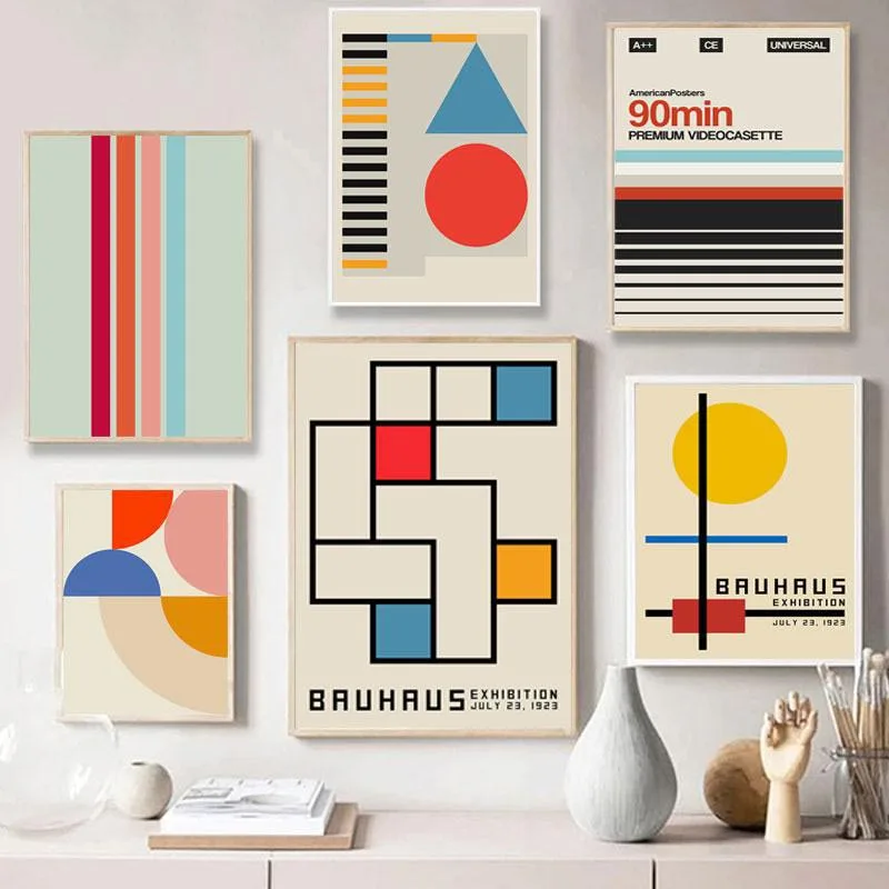 

Nordic Retro Geometric Pattern Poster Abstract Line Canvas Painting Wall Art Prints Pictures for Living Room Home Cuadros Decor