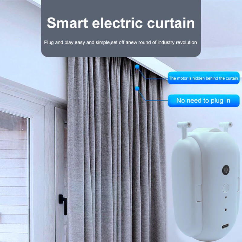 Smart Automatic Curtain Opener Tuya WIFI Bluetooth Roman T U Rail Track Curtains Switch Robot Remote Control Alexa Google Home