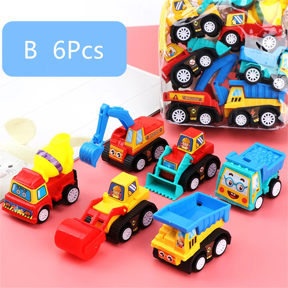 6Pcs Auto Model Speelgoed Pull Back Auto Speelgoed Mobiele Voertuig Brandweerwagen Taxi Model Kid Mini Cars Jongen Speelgoed gift Diecasts Speelgoed Voor Kinderen