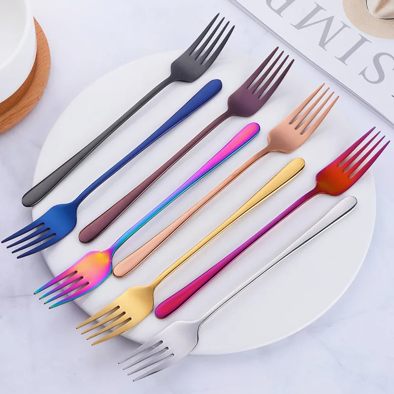 Stainless Steel Dinner Fork,Korean Dessert Forks,Silver Dinnerware,Rose Gold Dessert Fork Kitchen Party Tools