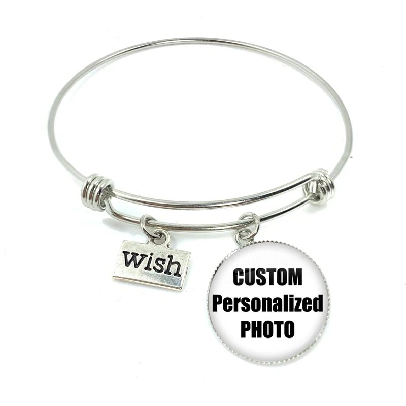 Personalized Custom Bangles Wish Mum Dad Baby Children Grandpa Parents Custom Designed Photo Gift For Family Anniversary Gift