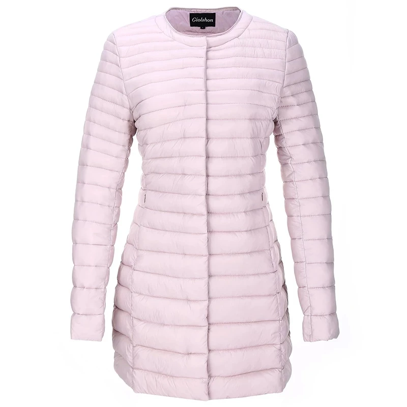 Giolshon Women Quilted Lightweight Puffer Jacket Spring Autumn Fashion Coats Long Padded Bubble Coat Solid Color Outerwear