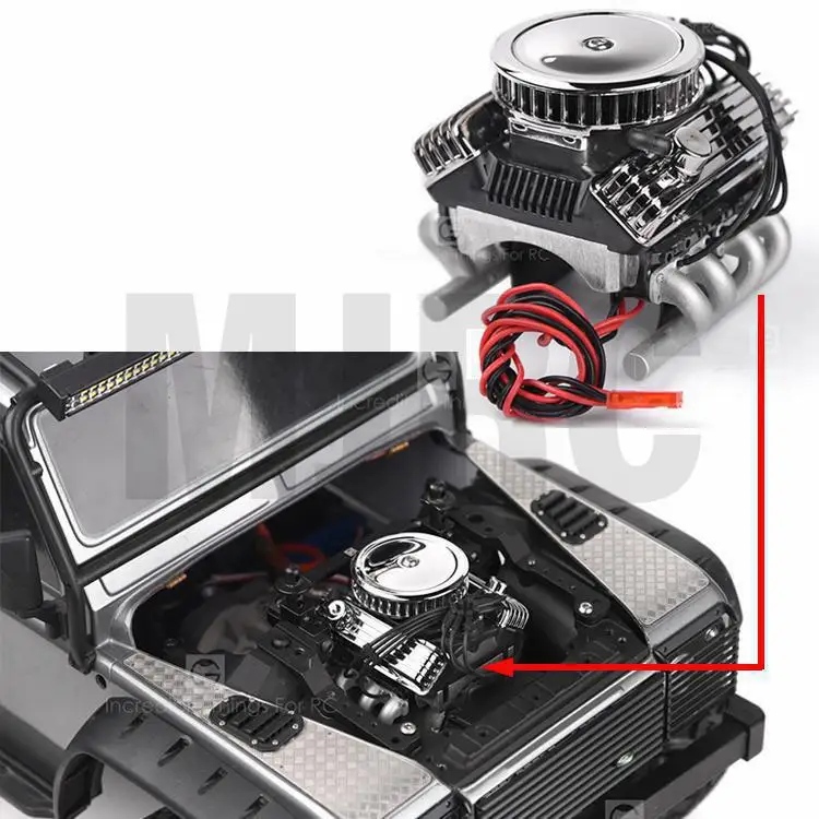 

Rc Car F82 V8 Simulate Engine Motor Cooling Fans Radiator For 1/10 Rc Crawler Axial Scx10 90046 Trax Trx-4 Redcat Gen8 G500