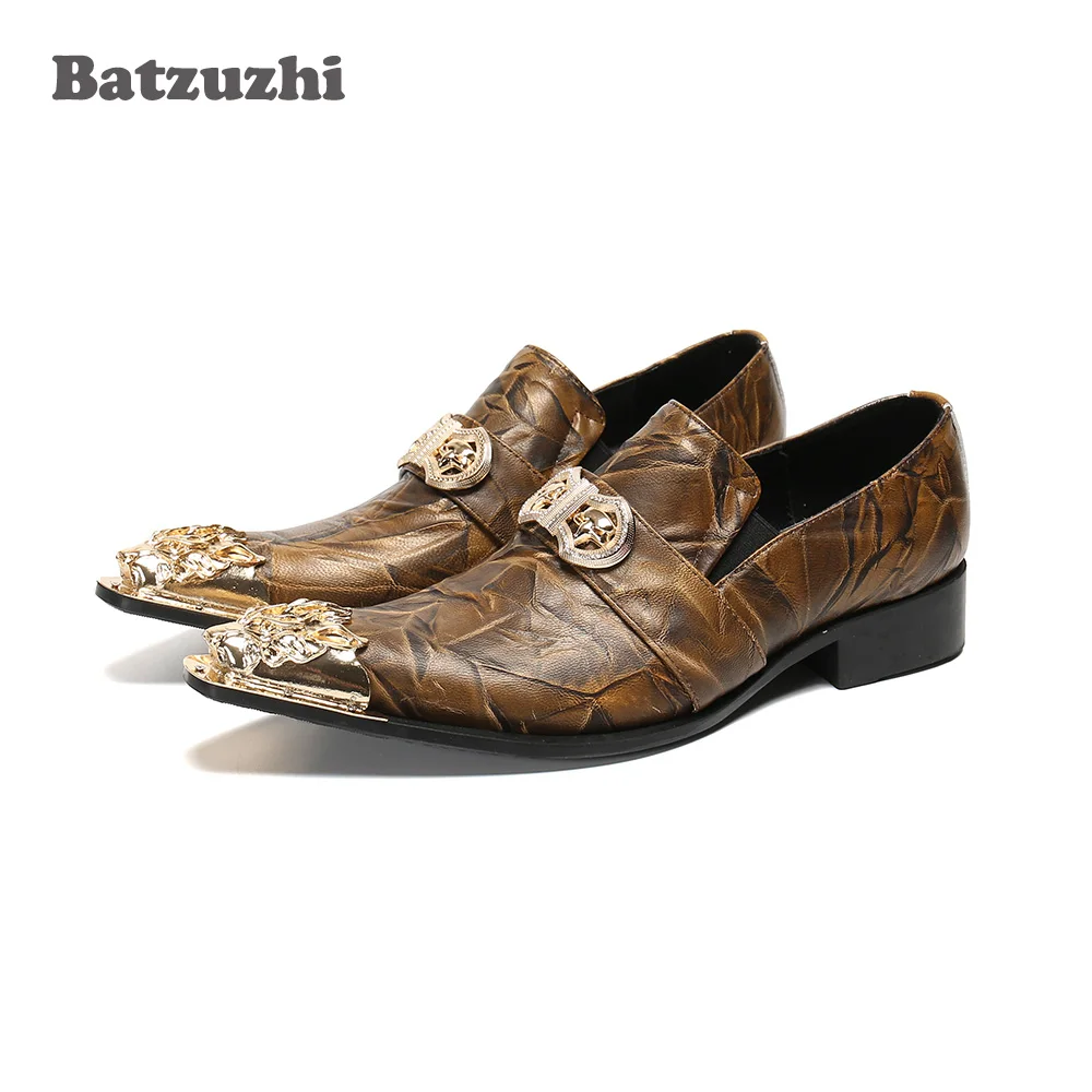

Batzuzhi Fashion Men Leather Shoes Formal Genuine Leather Dress Shoes Men Pointed Toe Party Zapatos Hombre , Big Sizes EU38-46