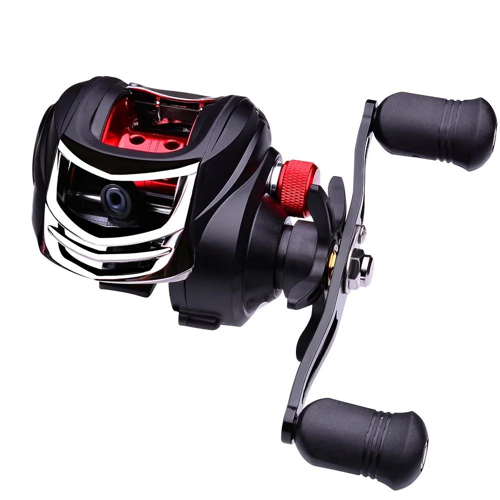 

Metal Fishing Wheel Dual Brake Baitcasting Reel 8KG Max Drag Shallow Deep Spool 17+1BB Fishing Coil Fishing Reel Protective Bag