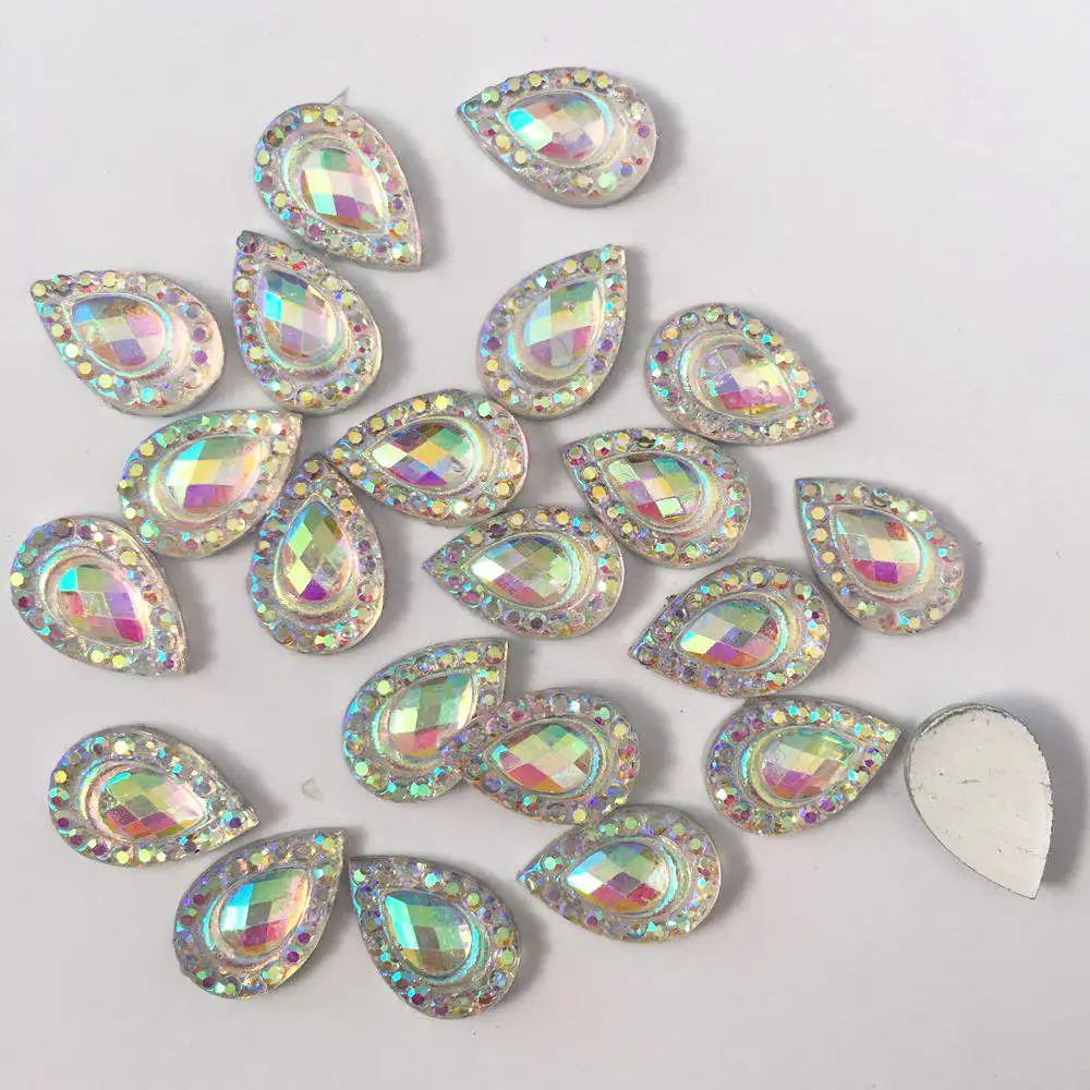 200 قطعة 8*12 مللي متر AB الراتنج كريستال الطاووس العين قطرة حجر الراين المسطح سجل القصاصات الزفاف يزين حلية Craft بها بنفسك الحرفية SK211 #2