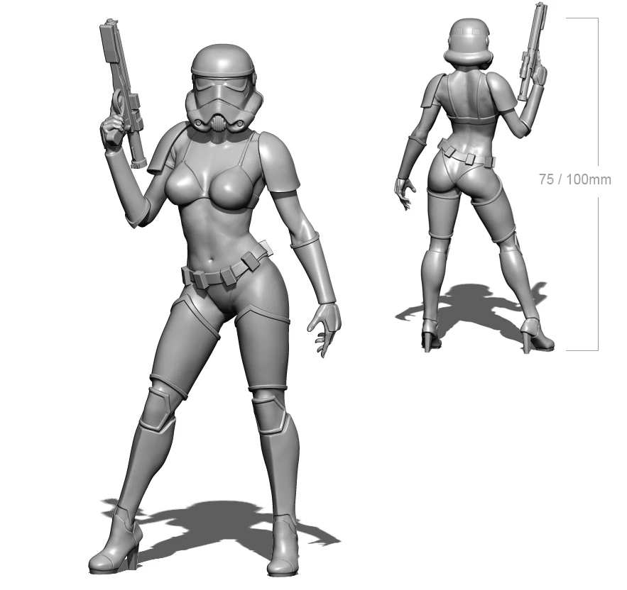 1/2475mm 1/18 100mm Resin Model Space Female Sculpture Figure Soldier Unpaint No Color RW-037