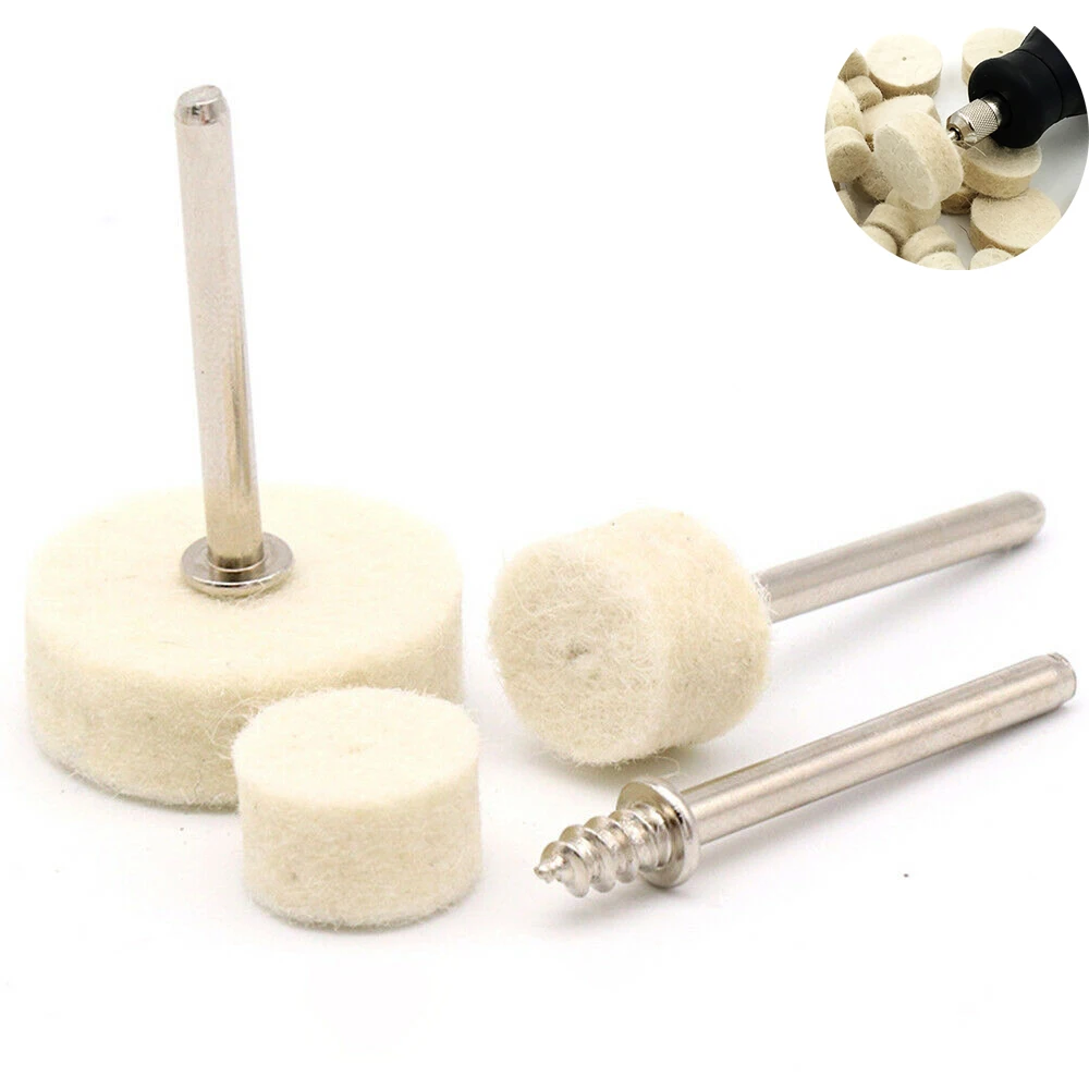 

10/25/50/100Pcs 13/25mm Wool Felt Polishing Buffing Wheel Grinding Abrasive Pad With 1/8'' Shank Mandrel for Dremel Rotary Tool