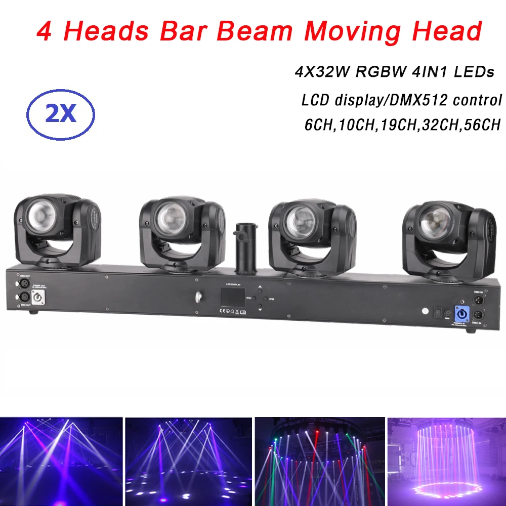 

4 Heads Beam Landscape Light 4X32W RGBW Led Moving Head Light DMX Floorlight For DJ Disco Nightclub Party Event Show Stage