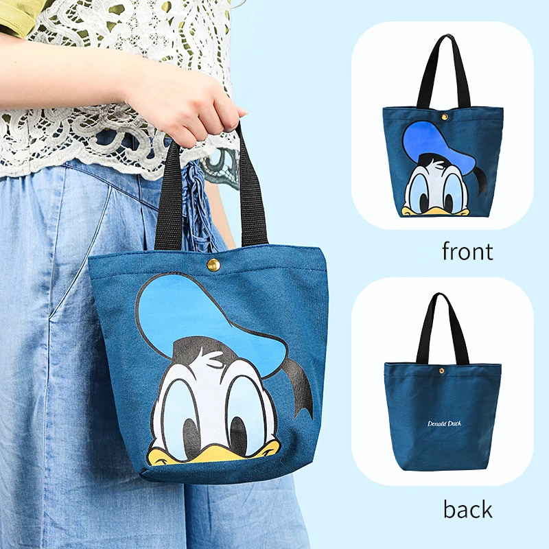 Disney Mickey Donald Duck lunch bag Canvas Shoulder Bag Korean Women Kids Lunchbox Picnic Supplies Insulated Cooler Bags