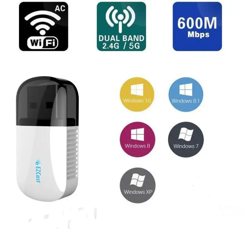 Adaptador wi-fi sem fio, bluetooth 4.2, usb, 5g/2.4g, 600mbps, receptor, placa de rede, ethernet, usb, lan, 5ghz
