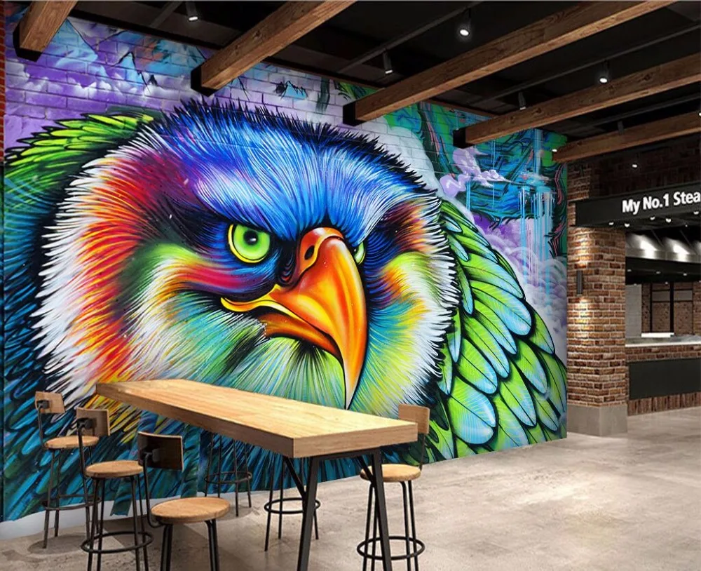 

Bacal Color owl graffiti custom wall art painting mural wallpaper 3d living room TV backdrop relief plum photo wall paper