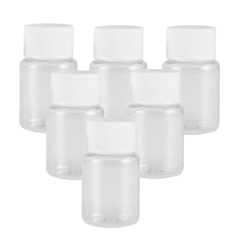 100Pcs 15ml/20ml/30ml/50ml Refillable Seal Bottles Vials Reagent store Container Plastic Screw cap