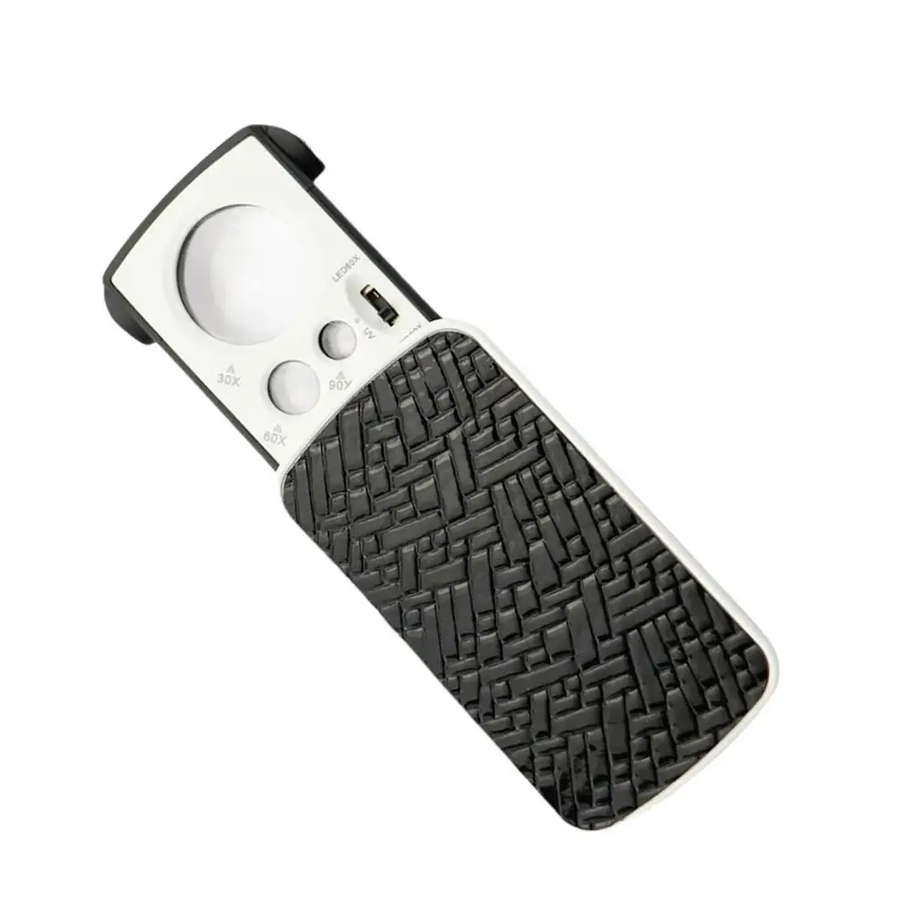 30X 60X 90X Magnifying Glass With LED Light Jewelry Identification Reading High Magnification Acrylic Pull-Out Magnifying Glass