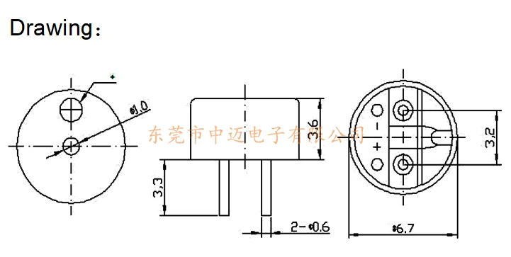 6.6mmX3.6mm Mini Buzzer Passive Magnetic Buzzer with pin