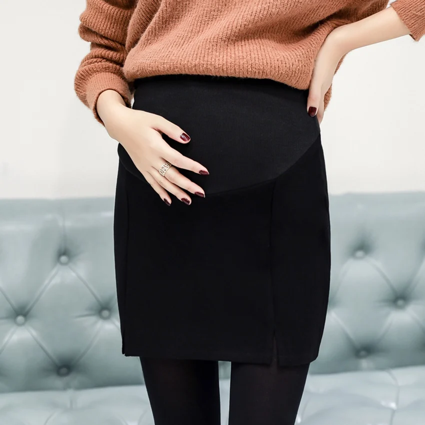 

Maternity dress skirt autumn and winter new pregnant women woolen skirt Korean version of the package hip stomach skirt