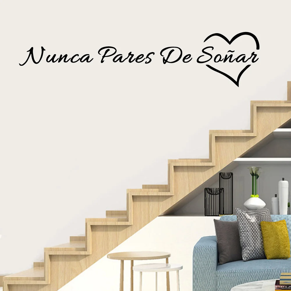 Modern Spanish Never stop Dreams phrases Wall Stickers Wall Art Decor For Office School Company Living Room wall paper