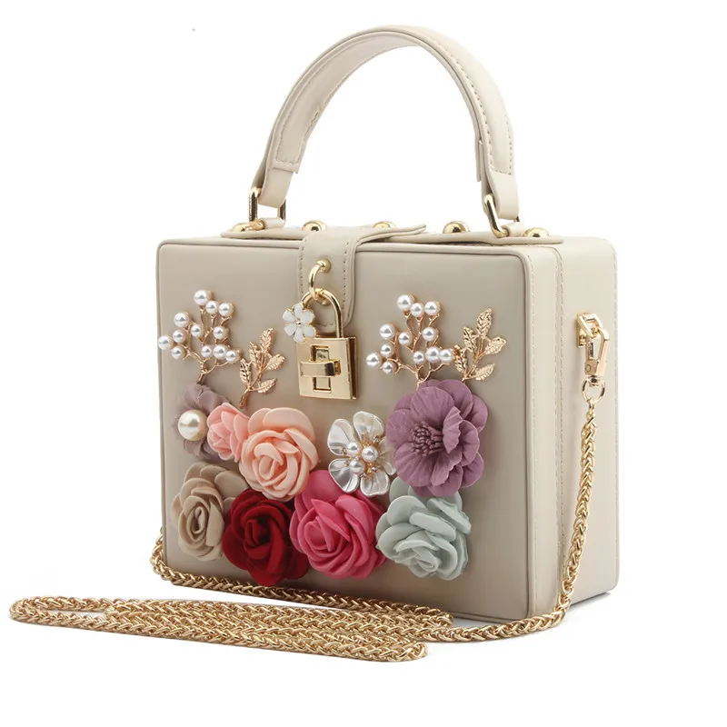 Luxury Handbags for Women Diamond Shoulder Crossbody Bags Chains Evening Flaps Ladies Flower Box Lock Clutch Purse