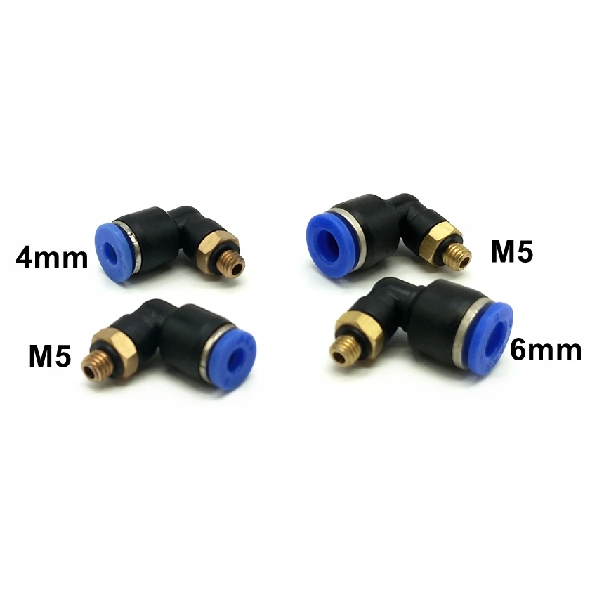 10pcs/ lot Pneumatic Fittings Thread Size M5 L Type Fitting Tube OD 4mm 6mm 8mm PL4-M5 PL6-M5 PL8-M5